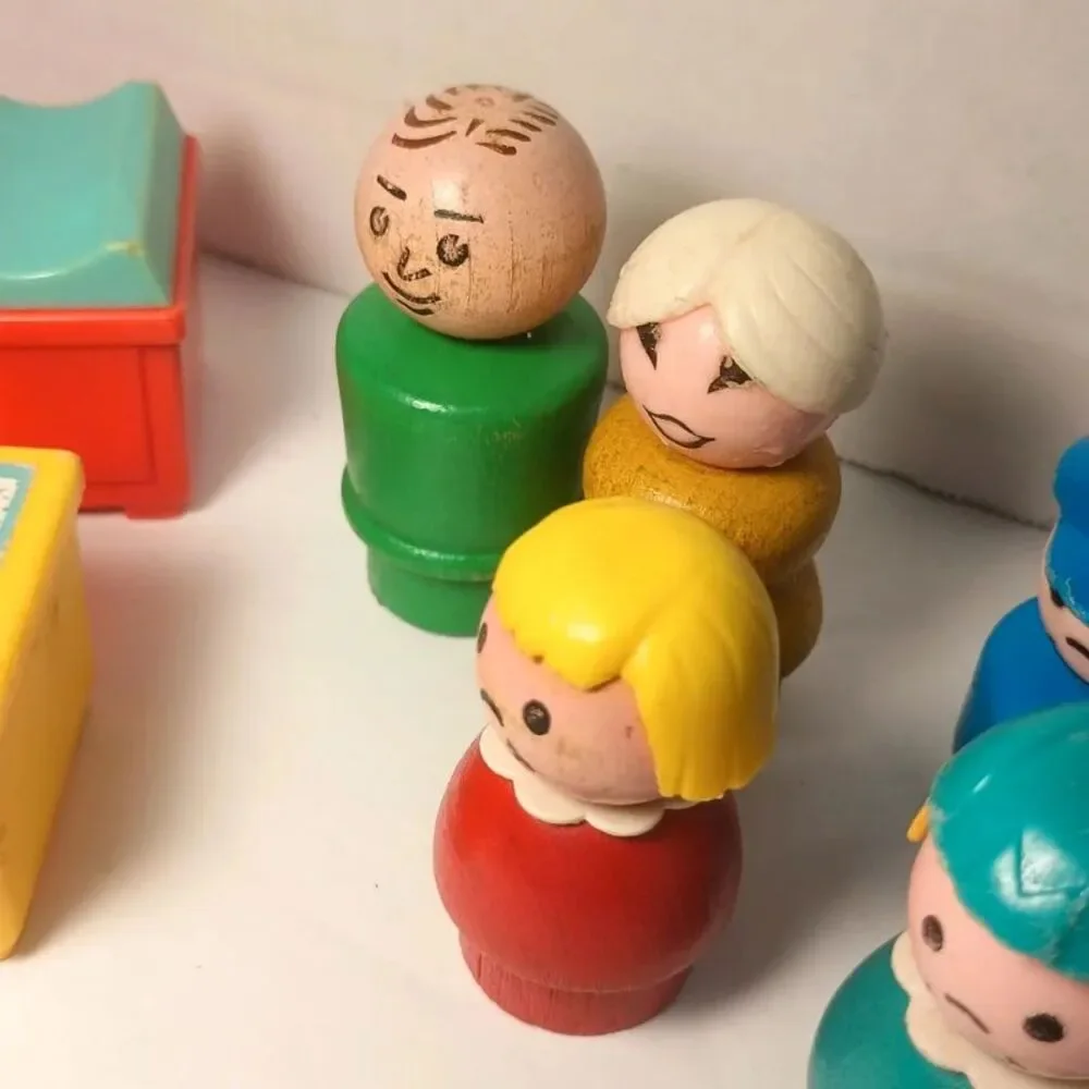 Vintage Little People Mix Wood and Plastic Characters Dog Baby Furniture